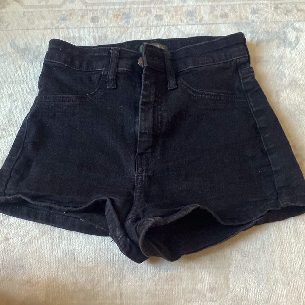 Black denim shorts